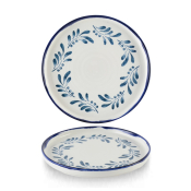 HARVEST MEDITERRANEAN BLUE ROUND WALLED PLATE 21CM