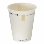 1/2 PINT TO LINE WHITE PAPER TUMBLER WITH WINDOW AQUEOUS LINED