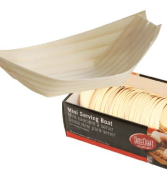 BAMBOO DISPOSABLE WOOD BOAT LARGE 13.5X8.5X4CM 90ML X50