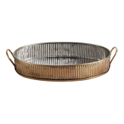 ANTIQUE SILVER RANGE SERVING TRAY ANTIQUE BRASS 31CM