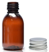 100ML AMBER PET SIROP BOTTLE & 28MM ALUMINIUM CAP