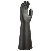 BLACK HEAVYWEIGHT LATEX RUBBER GAUNTLET GLOVES SIZE L/9 440MM