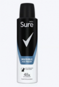 SURE DEODORANT INVISABLE ICE ANTI PERSPIRANT FOR MEN 150ML