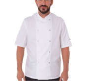 DENNYS CHEF JACKET LARGE SHORT SLEEVE WHITE DD08