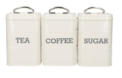 LIVING NOSTALGIA TEA/SUGAR/COF FEE CANISTERS STEEL CREAM