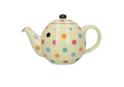 LONDON POTTERY GLOBE 2 CUP TEAPOT IVORY MULTI SPOT