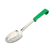 GENWARE PLASTIC HANDLE STAINLESS STEEL SPOON SLOTTED GREEN