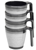 FLAMEFIELD GRANITE STACKED MUG SET GREY X4