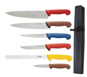 HYGIPLAS COLOUR CODED CHEFS KNIFE SET WITH WALLET S088