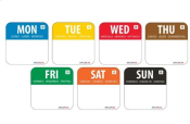 DISSOLVABLE FOOD LABEL KIT 20MM MONDAY TO SUNDAY