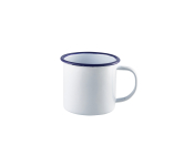GENWARE WHITE ENAMEL MUG WITH BLUE RIM 12.5OZ  8X9CM