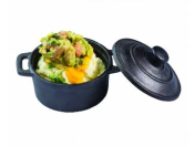 MINI CAST IRON BLACK ROUND COCOTTE & LID 240ML 10CM DIA