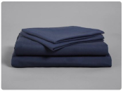 NAVY FLAT SINGLE POLY COTTON SHEET 178 X 254CM