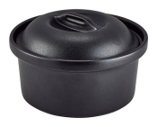 GENWARE FORGE STONEWARE BLACK BUFFET ROUND CASSEROLE DISH 53OZ