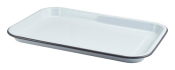 GENWARE ENAMEL WHITE/GREY RIM SERVING TRAY 13.2X9.3inch