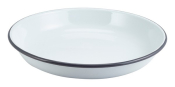 GENWARE ENAMEL WHITE/GREY RIM COUPE PLATE 9.4inch