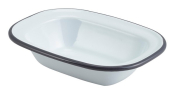 GENWARE ENAMEL WHITE/GREY RIM RECTANGULAR PIE DISH 8.4OZ