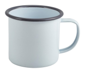 GENWARE ENAMEL WHITE/GREY RIM MUG 12.5OZ