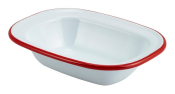 GENWARE ENAMEL WHITE/RED RIM RECTANGULAR PIE DISH 8.4OZ