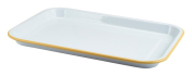 GENWARE ENAMEL WHITE/YELLOW RIM SERVING TRAY 13.2X9.3inch