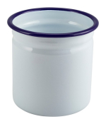 GENWARE ENAMEL WHITE/BLUE RIM CUTLERY HOLDER 4.5inch