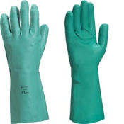 NITRILE GAUNLET GLOVE GRN 33CM LARGE DF054 FLOCK LINED