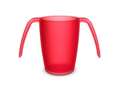 ORNAMIN TRANS RED 2 HANDLED BEAKER