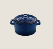 PLAYGROUND CAST IRON COCOTTE ROUND BLUE 10CM 0.35L 11.8OZ
