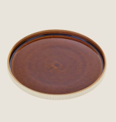 PLAYGROUND NARA BROWN PLATE FLAT ROUND RELIEF 27CM X6