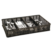 POLY RATTAN CUTLERY BASKET (BLACK) 9CM