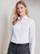 WOMEN'S WHITE LONG SLEEVE POPLIN SHIRT LARGE