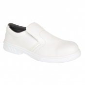 FW81 WHITE STEEL MICROFIBRE SLIP ON SHOES SIZE 38
