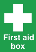 FIRST AID SYMBOL BOX SIGN 250X100MM S/A