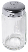 GLASS SALT POT, SILVER LID