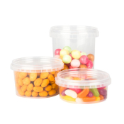 TAMPER EVIDENT ROUND TUB & LID 180ML PP 97MM DIAM