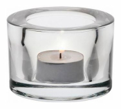 GLASS TEALIGHT HOLDER 8CM CLEAR x12