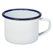 ENAMEL MUG WHITE WITH BLUE RIM 4.2OZ, 120ML