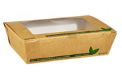 1200ML PLA COMPOSTABLE KRAFT WINDOW SALAD BOX 20X13.7X5CM