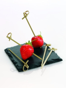 WOODEN LOOPED BOW TIE SKEWER 90MM