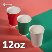 12OZ DW EMBOSSED CHRISTMAS CUP MIXED COLOURS X500