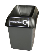 GENERAL WASTE 30LTR BIN WITH BLACK LID AND LOGO