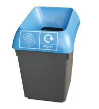 PAPER RECYCLING 30LTR BIN WITH BLUE LID AND LOGO