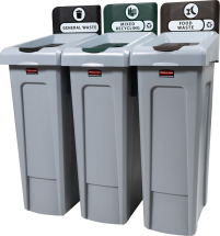 RUBBERMAID SLIM JIM 3 STREAM WASTE STATION GEN/MIXED/FOOD 87L