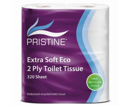 PRISTINE ECO 2PLY TOILET ROLL 4PK X 320SHEET X 36 ROLLS