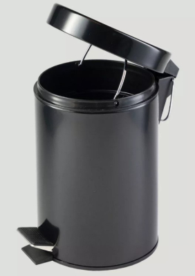 BLACK PEDAL BIN 3L 25CM H, 17CM DIAMETER