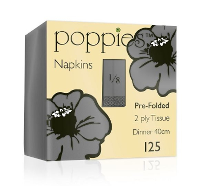 NAPKIN 2PLY 40CM 8 FOLD GREY