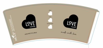 8OZ DOUBLE WALL CUP RECYCLABLE PE *PRINTED* LOVE FOOD X500