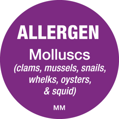 DAYMARK ALLERGEN MOLLUSCS LABEL 25MM CIRCULAR