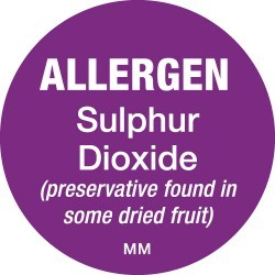 DAYMARK ALLERGEN LABEL SULPHUR DIOXIDE 25MM CIRCULAR