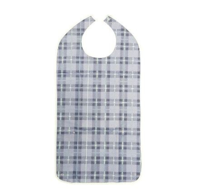 ALERTA ADULT BIB LONG LENGTH W/ CRUMB TRAY 90CM BLUE CHECK